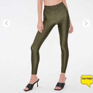 Olive Green Shimmer Leggings, Forever21 (S)